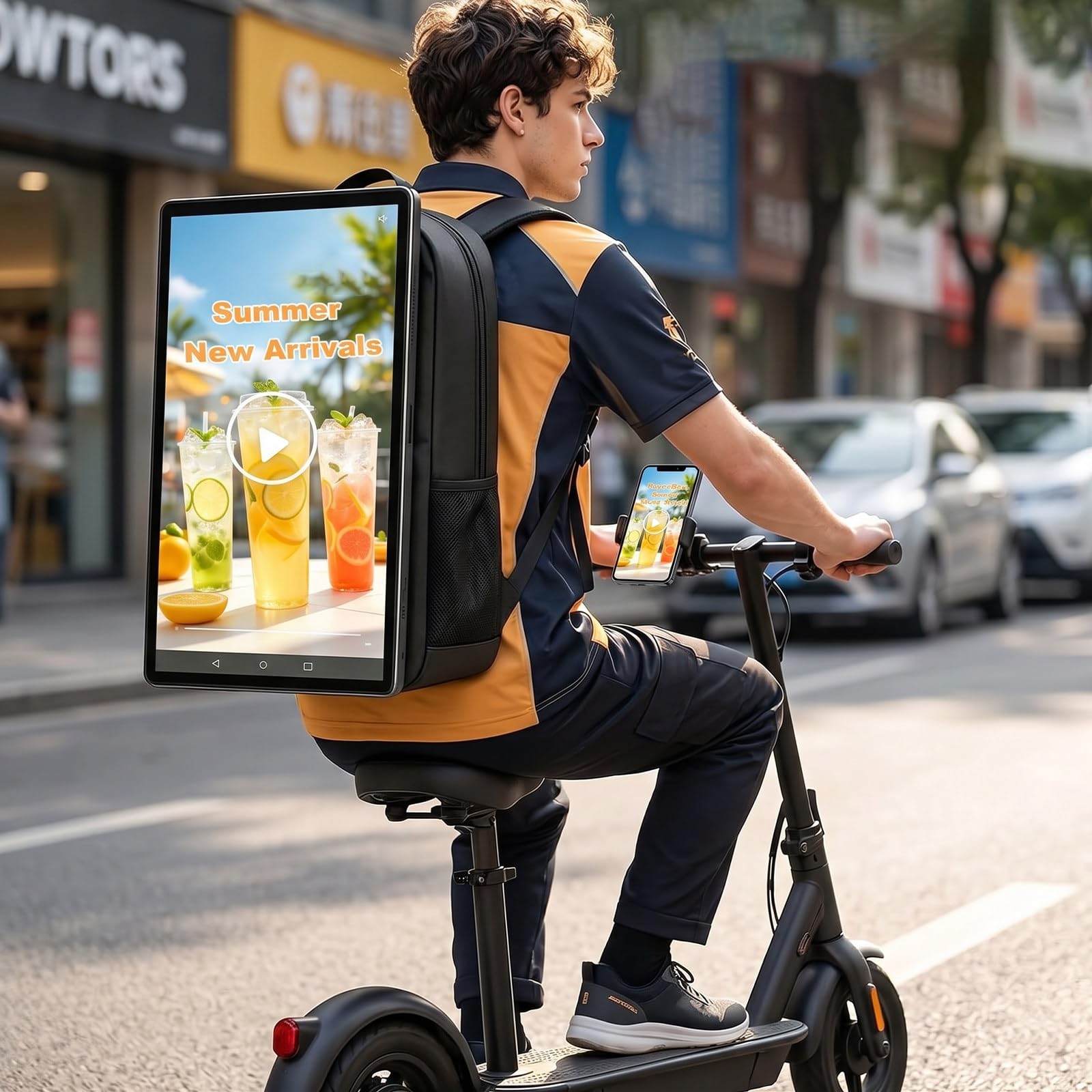ZHIGUANYUN Digital Advertising Backpack 21.5" 1000-Nit LCD Display Android 11 OS 2GB RAM 32GB Storage for Walking Billboard Outdoor Campaigns
