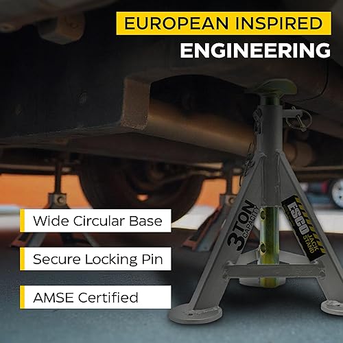 Miniatura 11 de ESCO 3 toneladas de rendimiento corto perfil bajo Jack Stands, 1 par