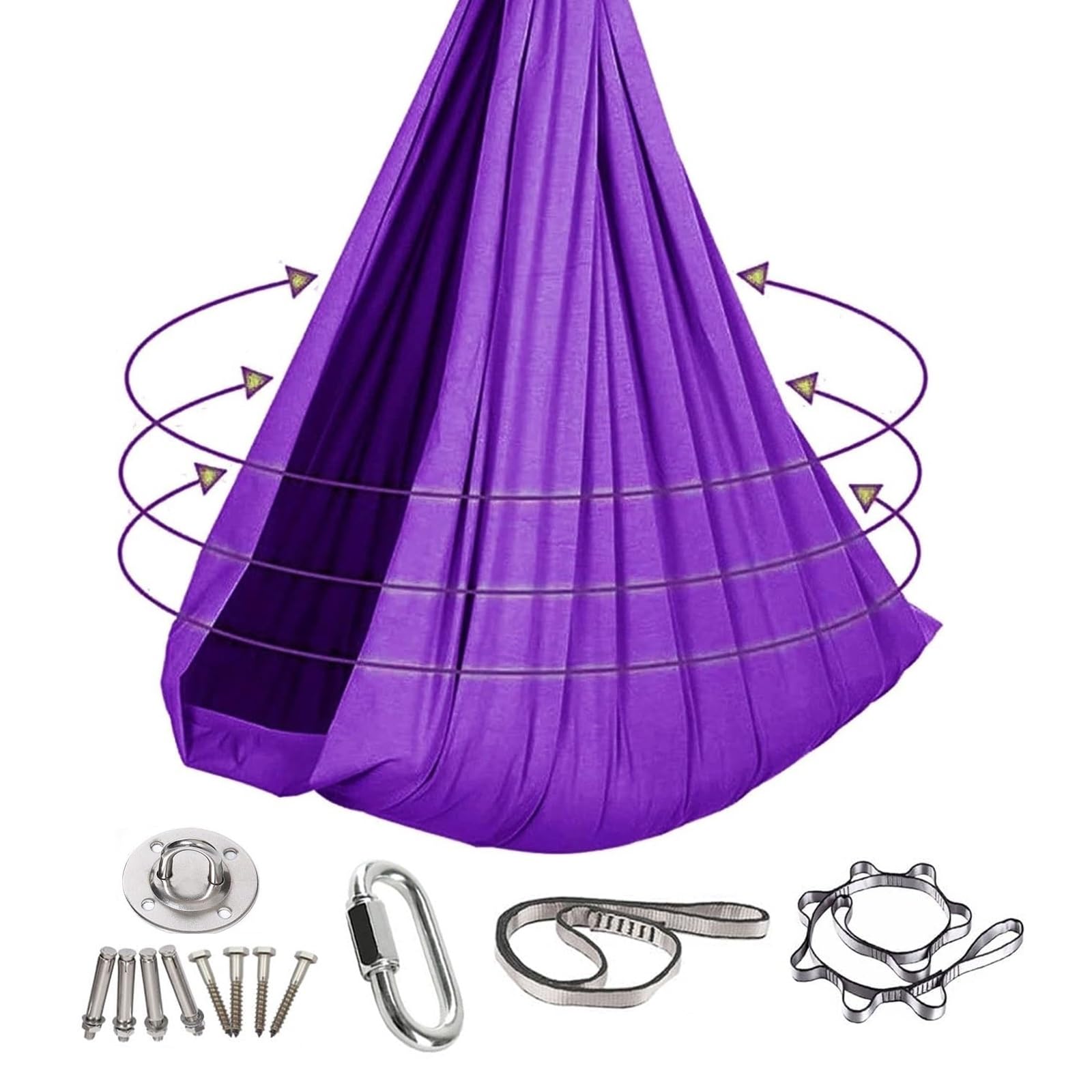 Indoor Hängematte, ultraleichte tragbare Schaukel Outdoor, geeignet für Schlafzimmer, Balkone, Innenhöfe oder Camping, komplett mit allem Zubehör (Lila, 280x150CM)