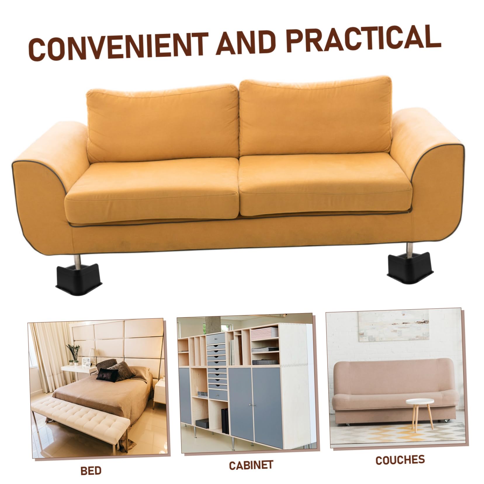 SEWACC 4pcs Bed Risers Slip Furniture Leg Pads for Sofa Table and Cabinet Height Durable Riser Blocks for Enhanced Stability and Protection