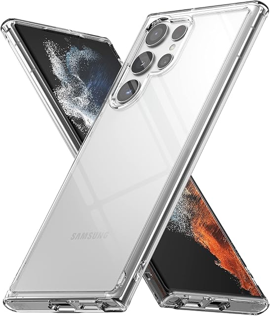 Ringke Fusion Compatible with Samsung Galaxy S22 Ultra 5G Case (2022), Clear Anti-Yellowing Hard Back with Shockproof Protective Bumper Phone Cover for S22 Ultra 6.8-Inch - Clear