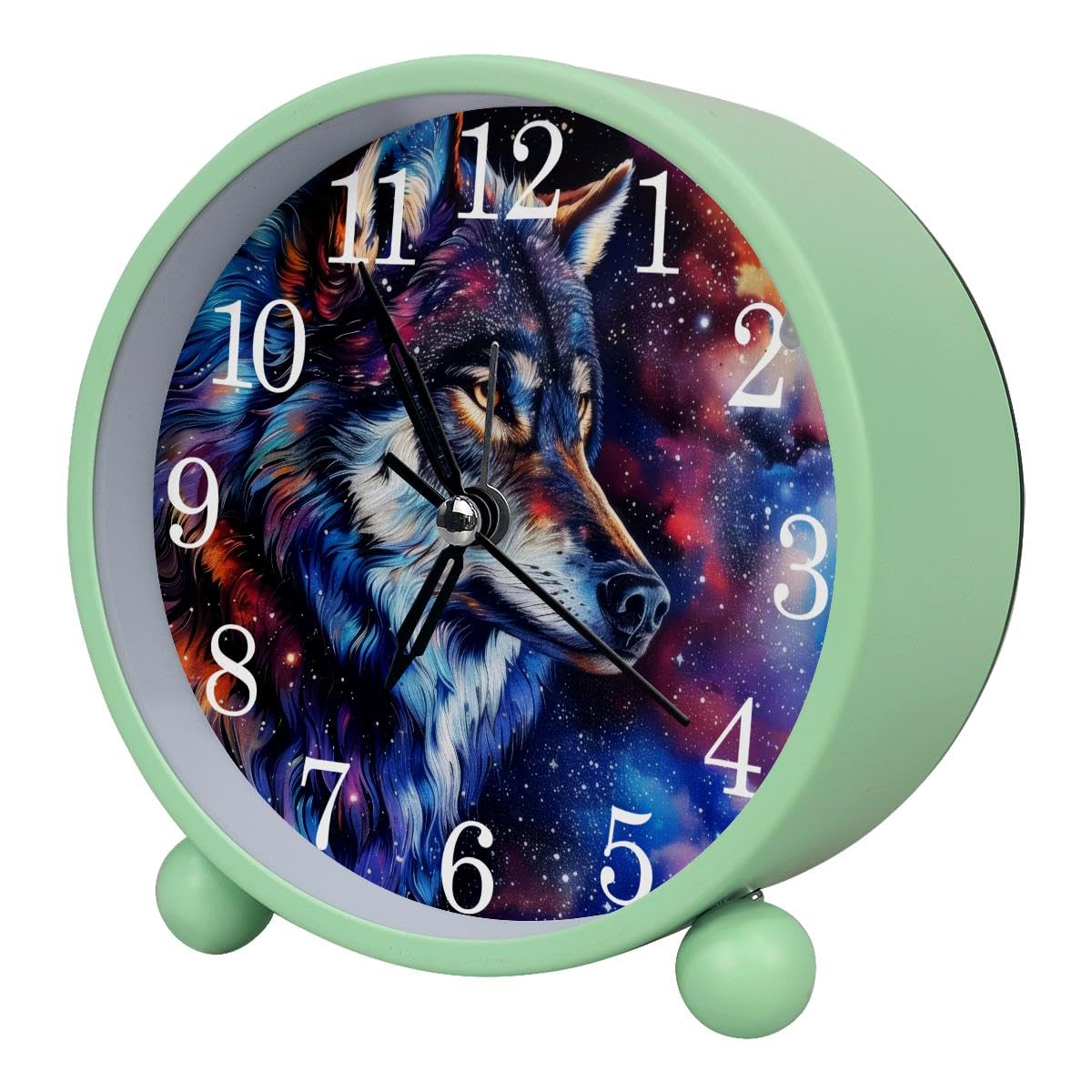 Luoweisi Alarm Clock Nebula Wolf, Silent Non-Ticking with Night Light