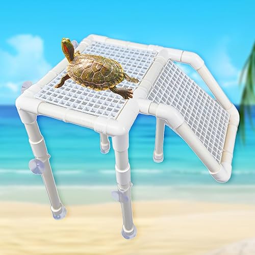 StellarOcean Turtle Tank Accessories, Large Turtle Basking Platform for Aquatic Turtles, Aquarium Dock for 25/29/40/50/55Gal red Ear Tortuga ramps(SW-10')