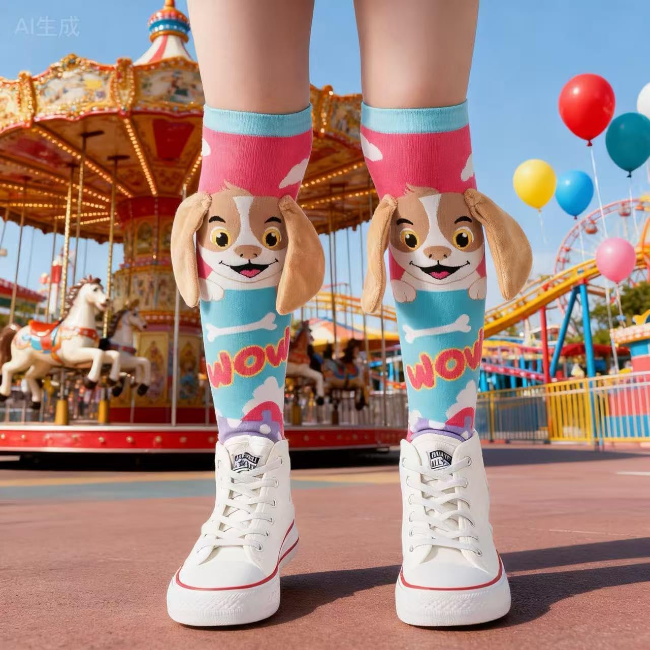 Crazy Socks for Kids Silly Sharks Knee High Novelty Fun Wacky Crew Toddlers Stretchy Mid-Calf to Over-Knee (Funny & Playful)