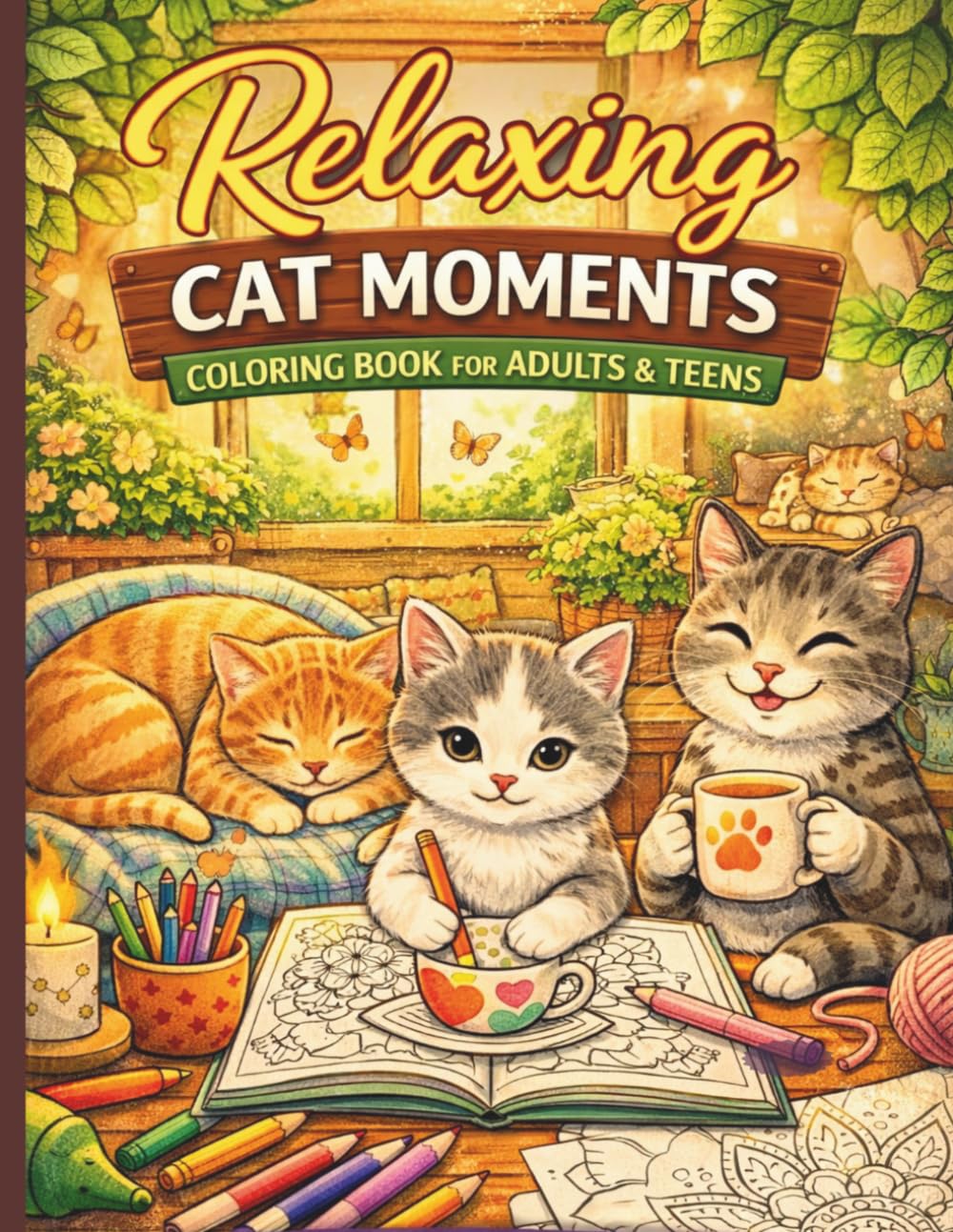 Relaxing Cat Moments Coloring Book for Adults and Teens: Cute Meow Life Scenes for Stress Relief, Mindfulness, and Creative Fun (Coloring Cat Moments)