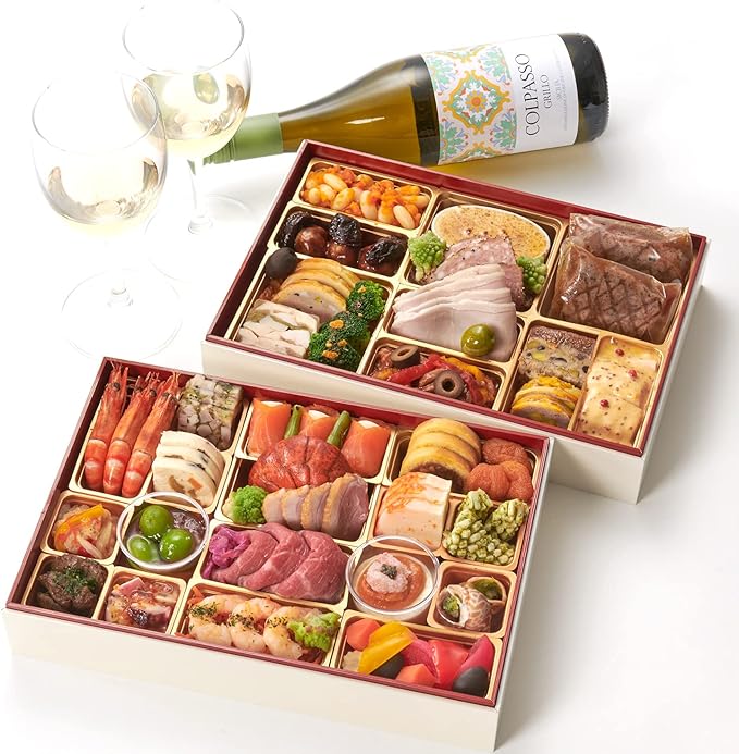 Amazon クリスマス お肉料理のオードブル 二段重 22 銀座ポルトファーロ 宝珠 3 4人前 全43品 あぐりの匠 食品 飲料 お酒 通販