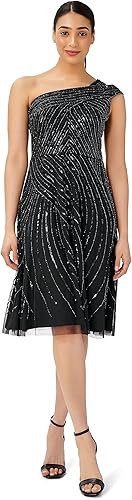 Miniatura 4 de Adrianna Papell Vestido de un hombro con cuentas para mujer