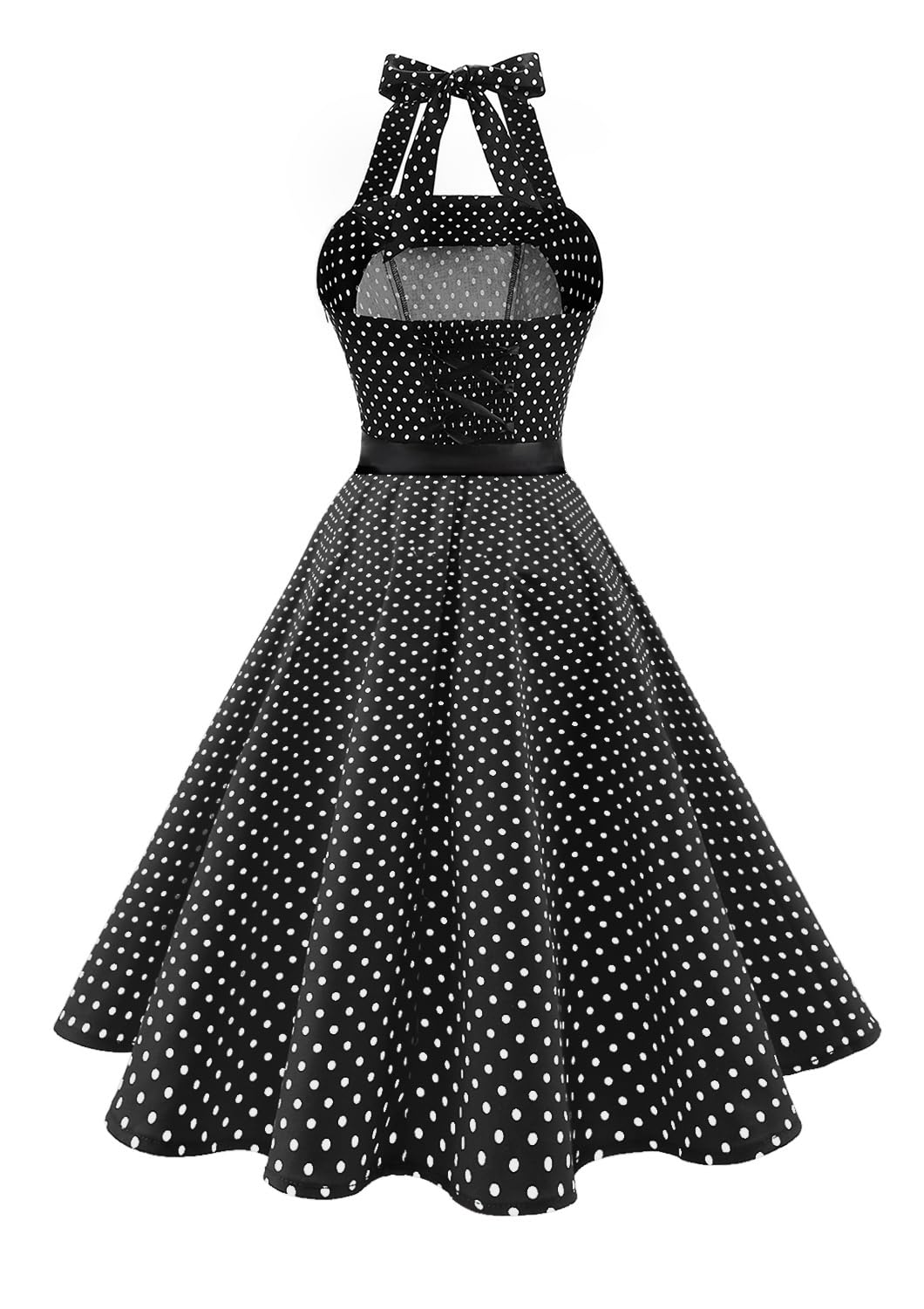 Timormode Abito Vintage Donne Vestito Cocktail 1950 Gonna retrò Estiva Rockabilly Allacciatura al Collo di Polka Dots Molti Colori