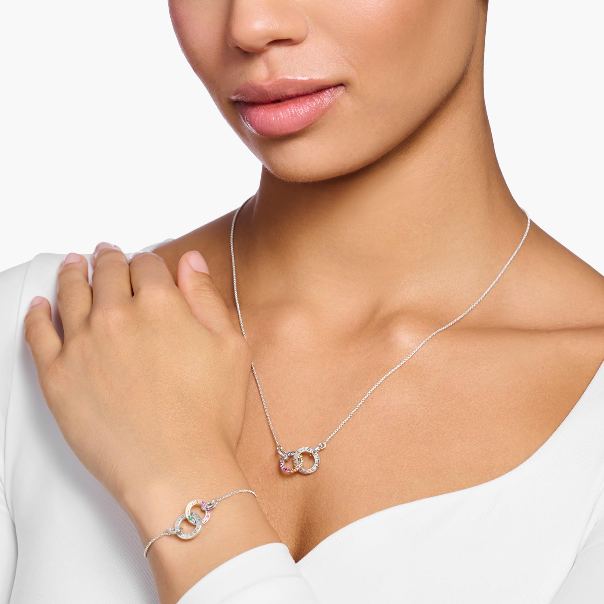 THOMAS SABO Damen-Kette 925er Silber Glasstein 32023635