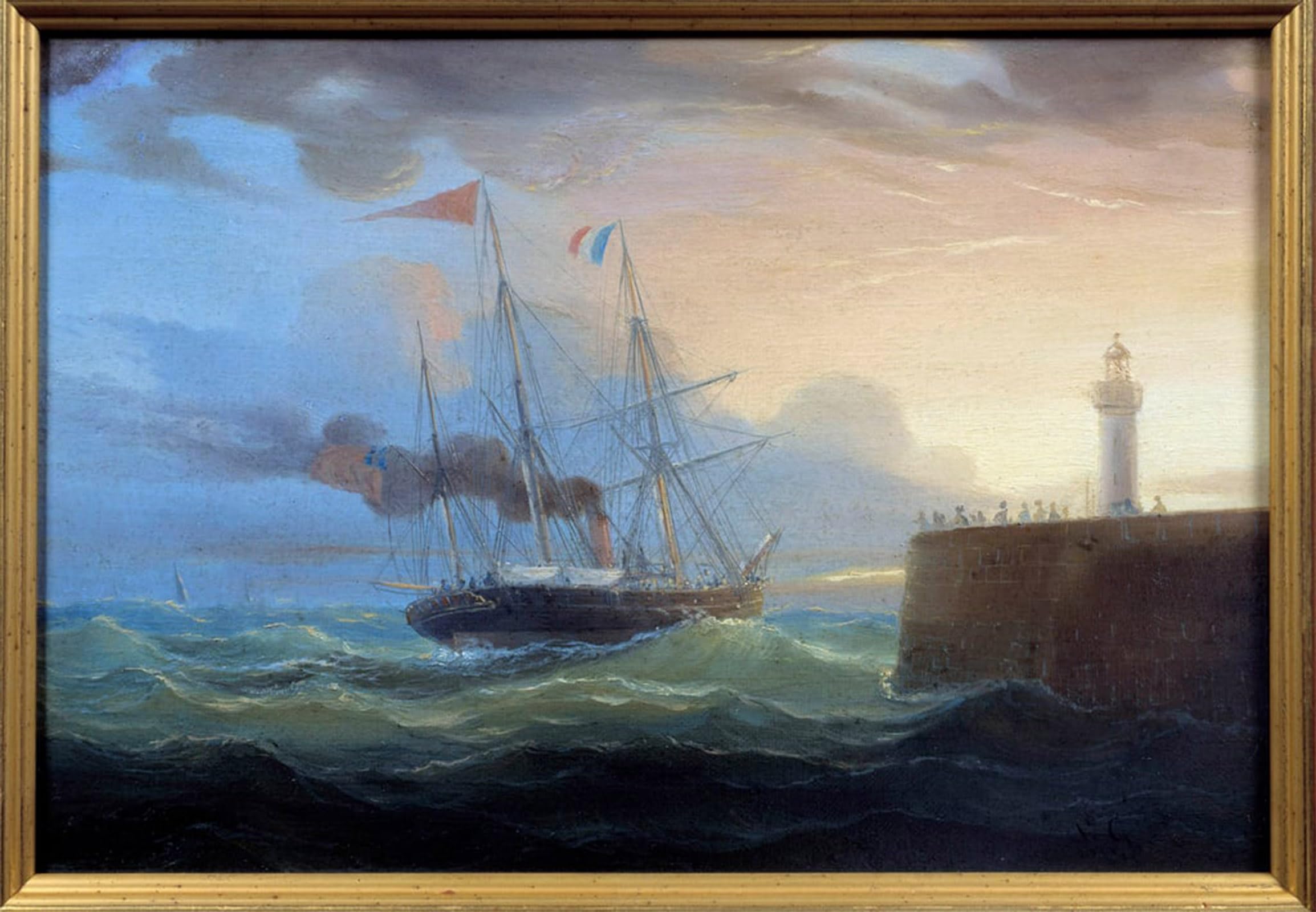 POSTERIIk Famous Print Pop Art Wall Art Graffiti Steam Outgoing the Harbour Painting by Ambroise Louis Garneray Art Prints for Home Decor 60x90cm