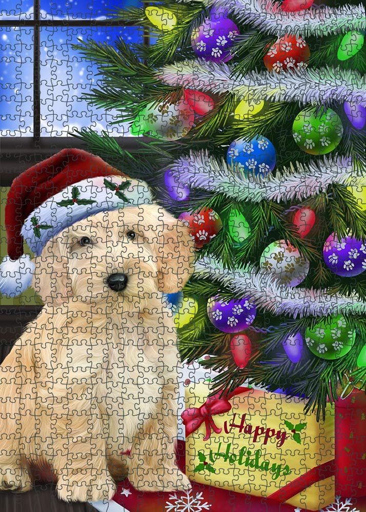 Christmas Tree with Presents Cockapoo Dog Jigsaw Puzzle for Adults - Animal Printed Interlocking Puzzle Game Artwork - Gift for Dog Lover's -1000 Pcs 29.5"x19.7", PZLE57817