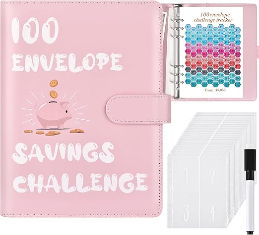 100 Envelopes Money Saving Challenge, Money Saving Binder, Savings Challenges Book With Envelopes, Cash Envelope Budget Binder Savings Book, 100 Day Savings $5050 Challenge Binder