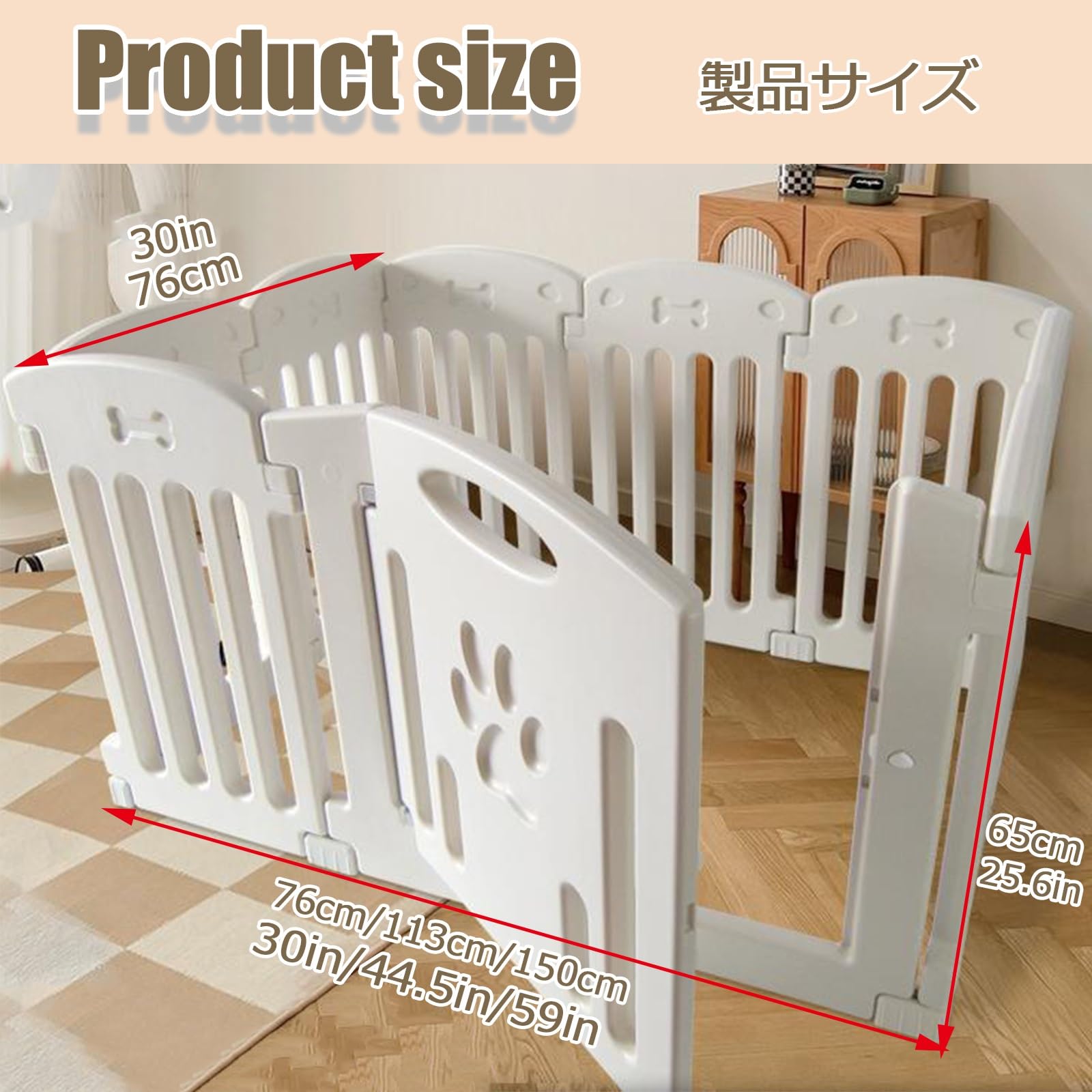 Recinto Recinzione Per Cani Recinzione Per Animali Domestici Recintoper Animali Con Cancello Recinto Per Cani Pieghevole Recinzione Per Cuccioli Recinto Per Cani Da Interno(76*65cm/30*25.6in)