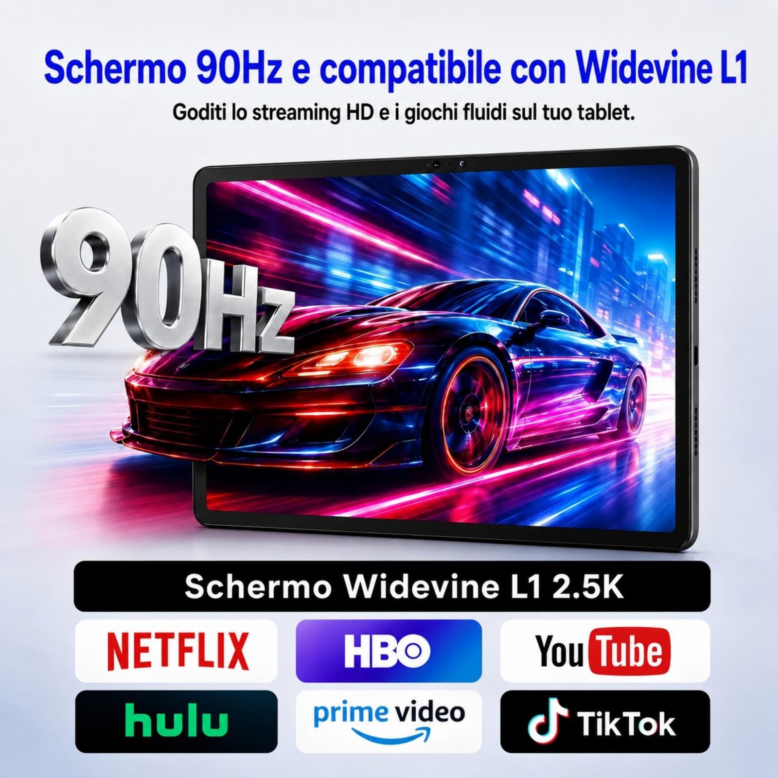 BESTTAB Android 16 Tablet con tastiera, 12,2 pollici 120 Hz 2,5 K FHD, 48GB RAM+256GB ROM (2 TB TF), T7280 Octa-Core, 10000mAh, Widevine L1, Tablet con SIM 4G LTE/ 5G WiFi, 16MP+8MP, Gemini AI, GPS