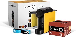 Delta Q Pack Cafetera de Cápsulas Mini Qool Amarilla + 40 Cápsulas Café