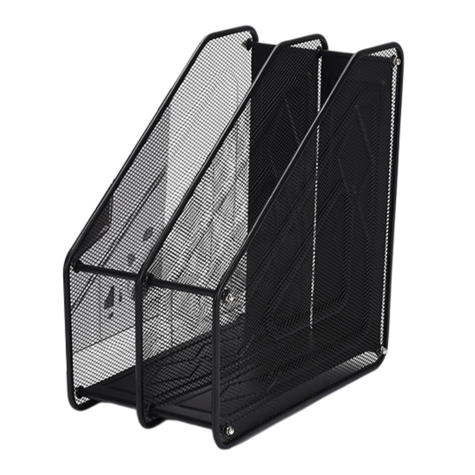 Desk Magazine File Holder Sturdy Stable Document Rack for Home Office School 2 Compartments-picture-10