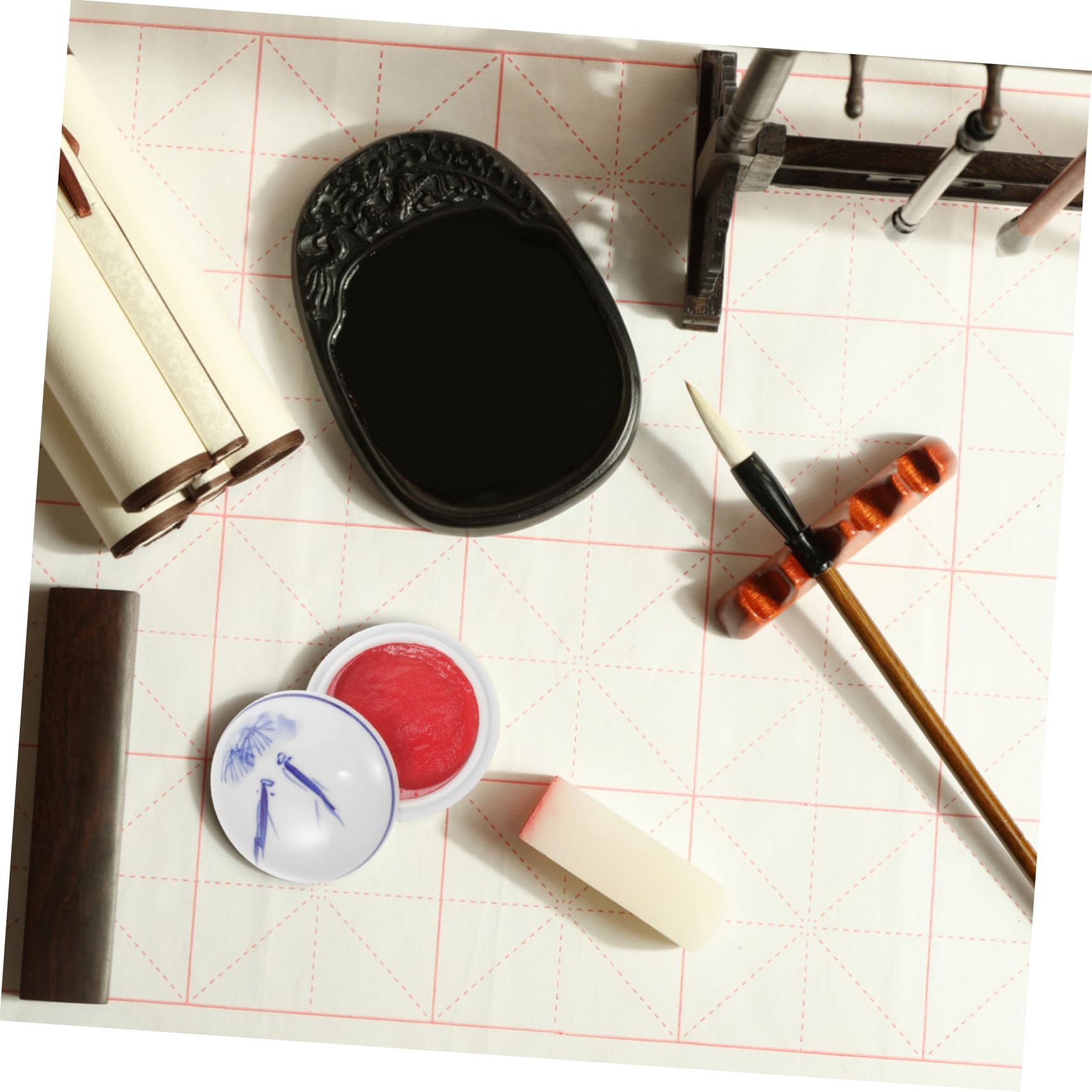 4 Stück Stempelkissen für chinesische Malerei Buchstabenstempel für Ton Bastel-Stempelkissen Tinte Ink pad handarbeiten Stempelkissen zum Malen tragbares Stempelkissen Keramik