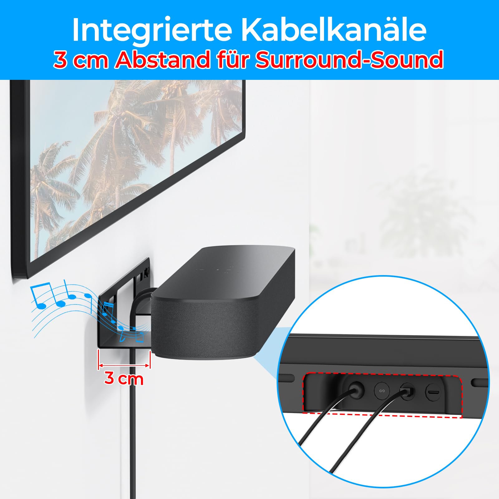 notiela Soundbar-houder voor Sonos Beam wandhouder voor ruimtebesparing - Heavy Duty wandhouder voor Sonos Beam Gen 1 & Gen 2 montagebeugel, zwart