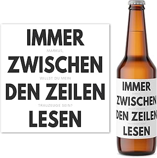Willst du mein Trauzeuge sein Mann Bierflaschen Etikett personalisiert lustiges Bier Geschenk Trauzeuge fragen Flaschenetikett Bieretiketten 2 Stück | 9x9 cm