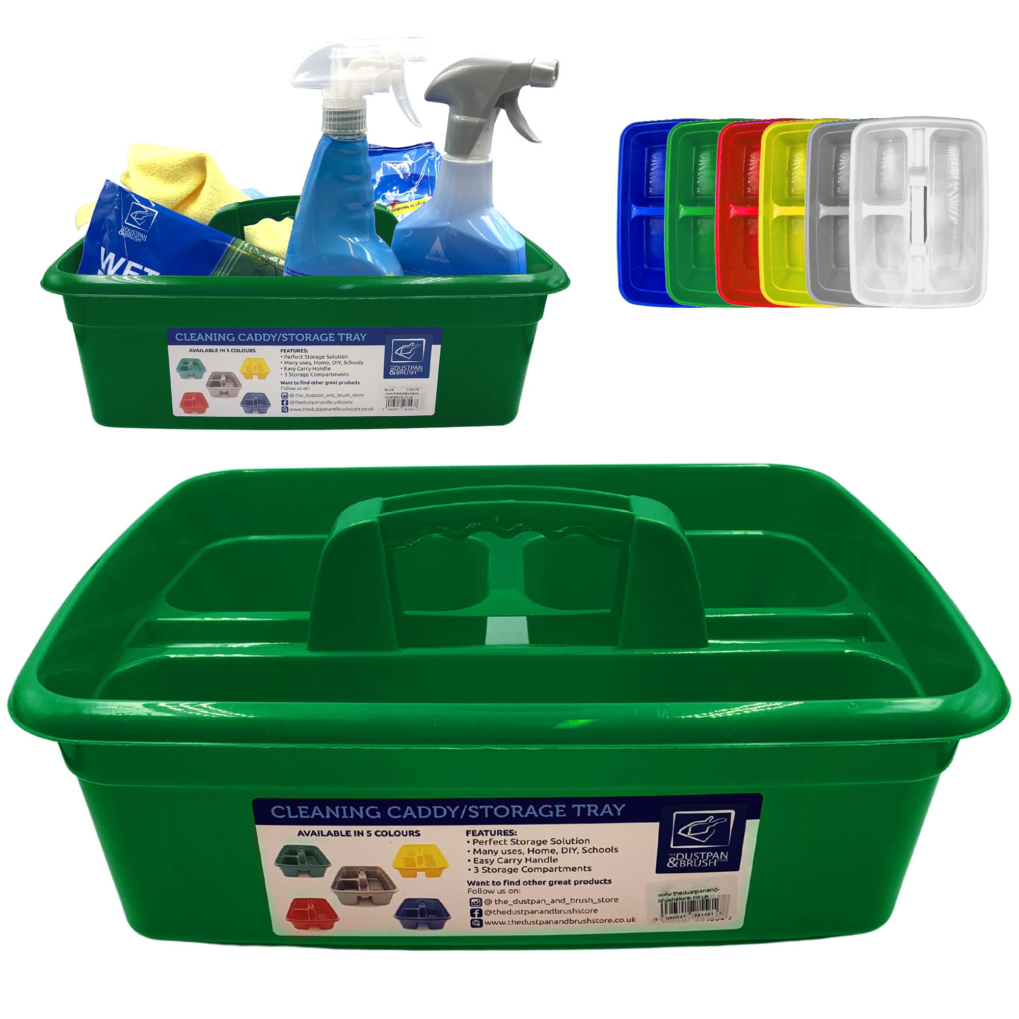 Tdbs The Dustpan And Brush Store Green Cleaning Caddy With Handle Cleaners Caddy Organiser Carry Baskets For Cleaning Products (Green)