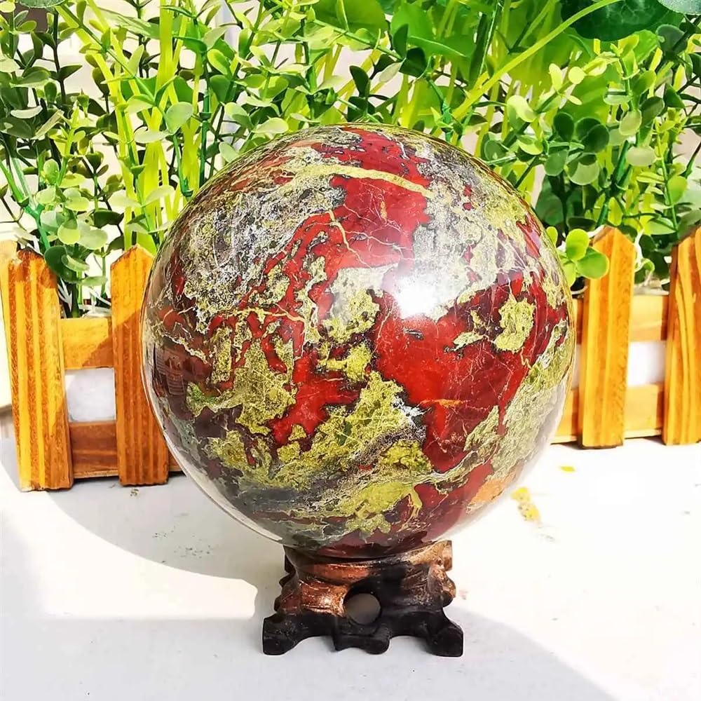 CYVXCPPGI Beautiful Dragon Blood Stone Quartz Sphere Crystal Ball Ornaments (Size : 1300-1400g)