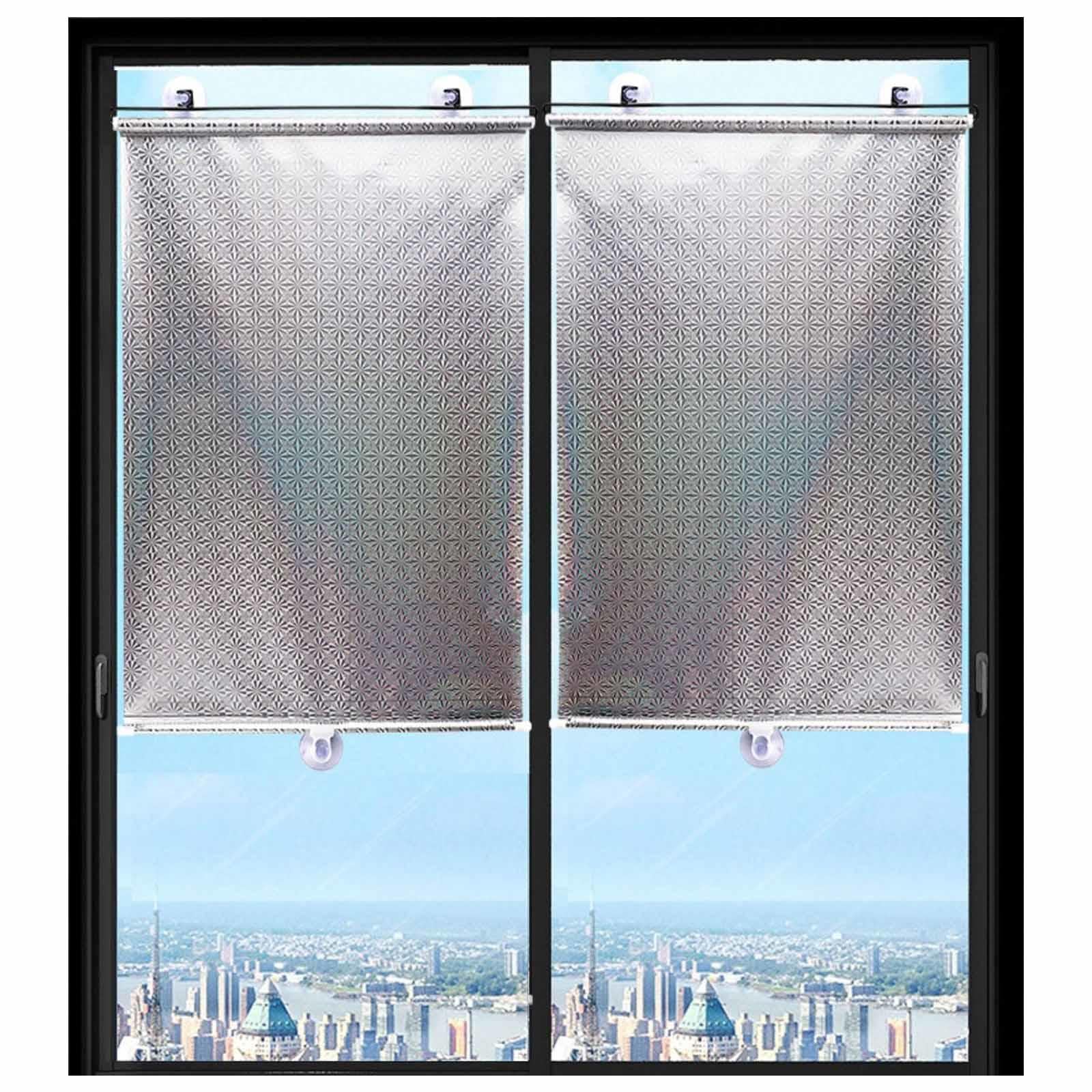 DECAKE Blackout Roller Blinds with Suction Cups, Temporary Blinds, 16/18/20/23/27x49in, Car Window Sunshad, Indoor Sun Protection Curtains, Portable Retractable Curtains,Silver-45x125cm/18x49in