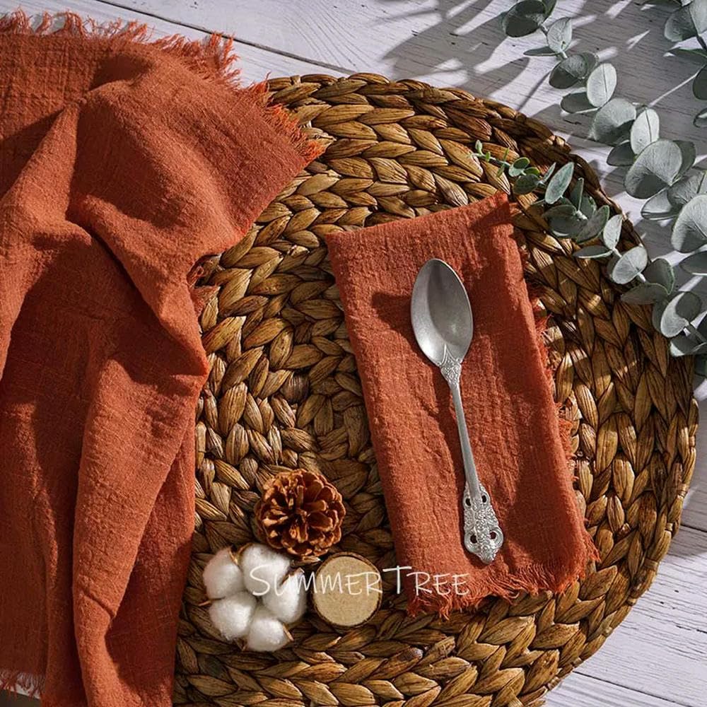 VIXDA 12 große Servietten, Baumwollgaze, 41 cm, Serviette, Musselin, Geschirrtücher, Abendessen, Retro-Gaze, Hochzeitsfeier, rustikale