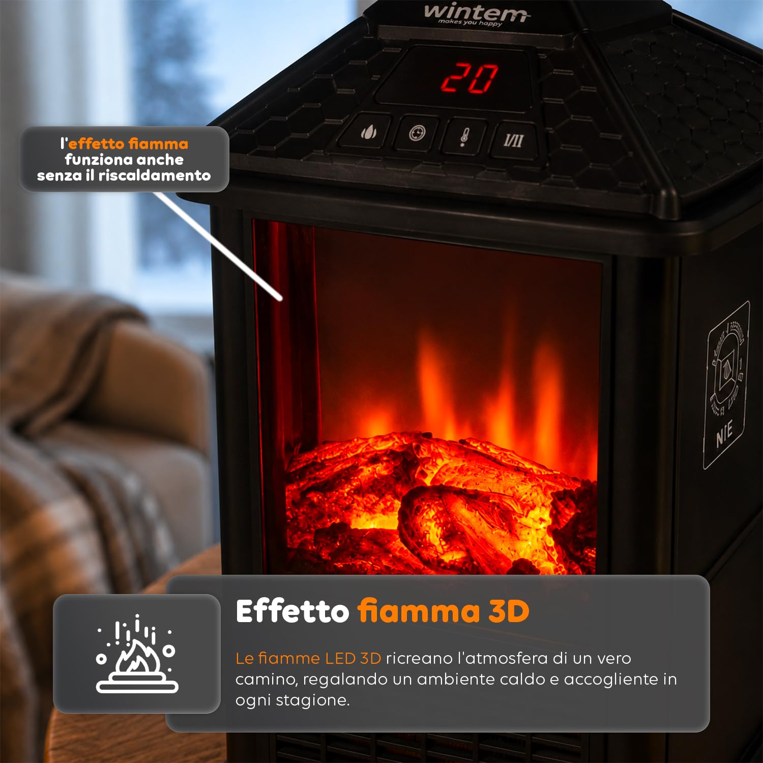 Avilia Caminetto Elettrico da Tavolo con Telecomando 1000W - Timer Programmabile Fino a 12 ore e Controllo da Remoto - Design Elegante e Versatile Grazie alle sue Dimensioni 32x18,5x18,5cm