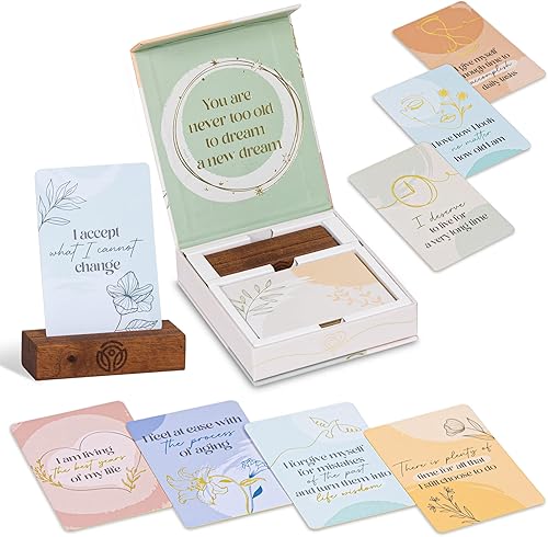 Tarjetas de afirmación para un hermoso envejecimiento, 52 afirmaciones positivas para mujeres y hombres mayores, siéntete en paz sobre tu edad,