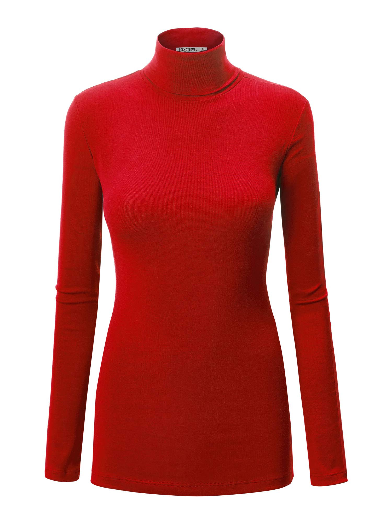 Lock and Love Women's Turtleneck Top Lightweight Long Sleeve Slim Fit Pullover, Soft Rayon Stretch Layering Basic, S-3XL