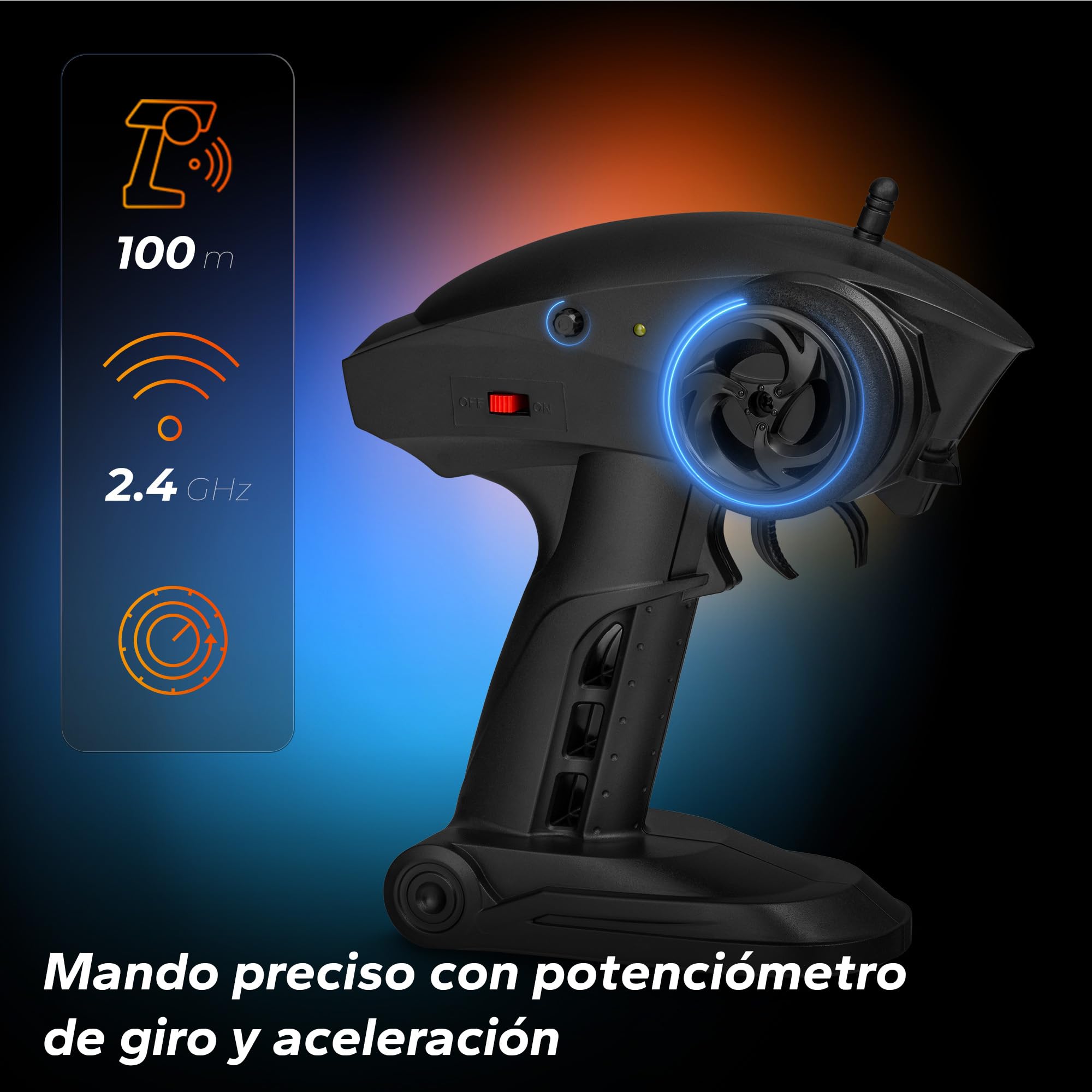 Overmax X-Monster 3.0 Coche RC 4x4, 30 km/h, Gran Tamaño 1:18, 2 Baterías 850 mAh, 100m Alcance, Suspensión Independiente, Certificado TUV, 40 Minutos de Juego sin Carga, Ideal para Niños 14+