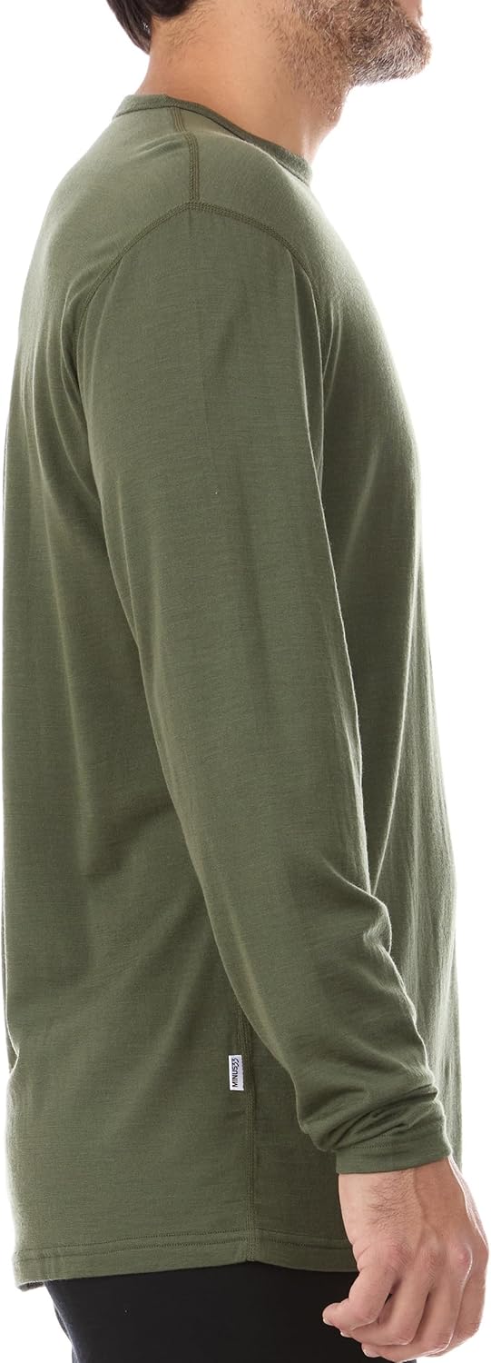 100% Merino Wool - Men's Long Sleeve Crew Shirt - Thermal Base Layer - Image 4
