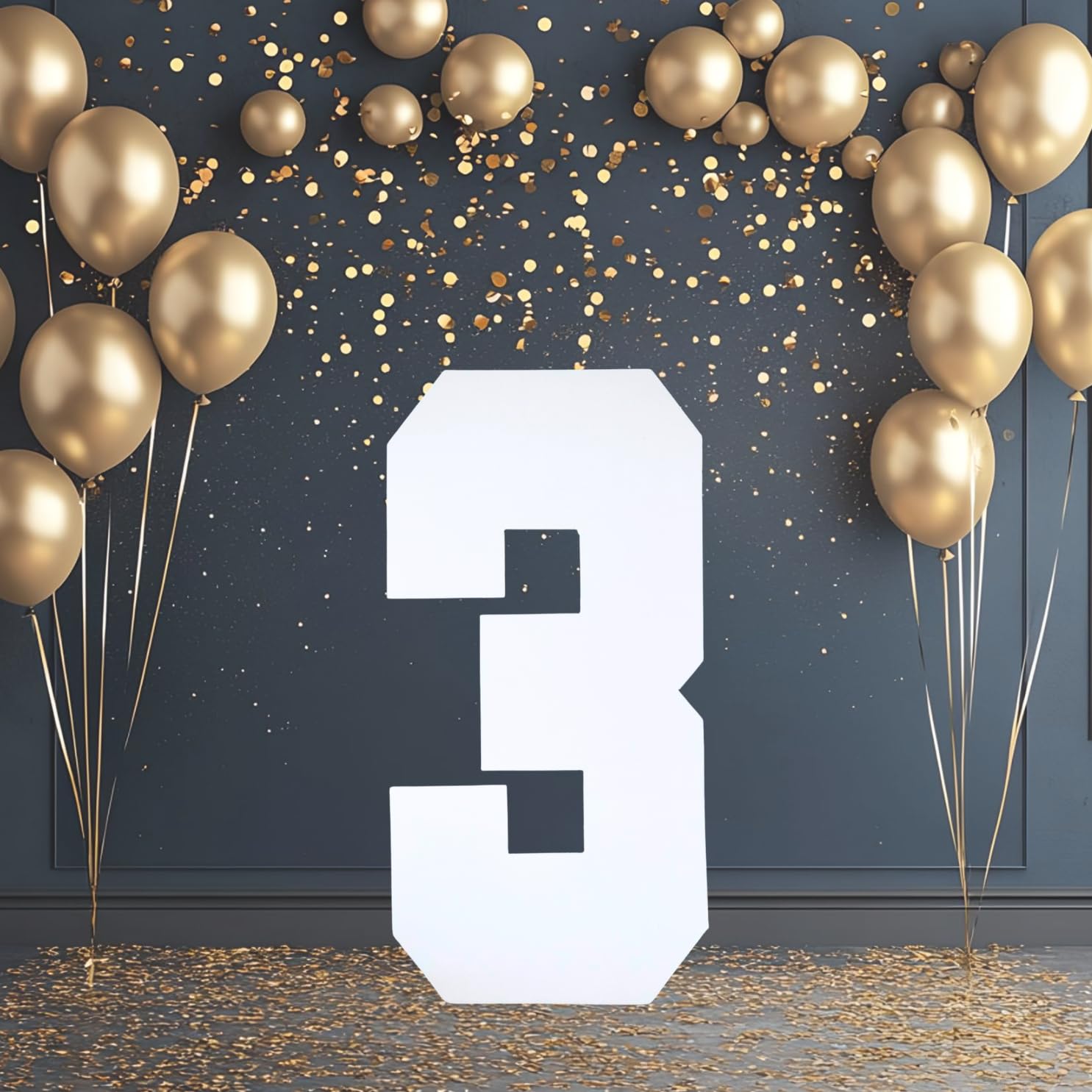 4ft Large Cardboard Single Digit Numbers 0-9 - DIY Birthday Party Decorations, Giant Number Props, Customizable Freestanding Display Numbers by Creation Cardboard (3)