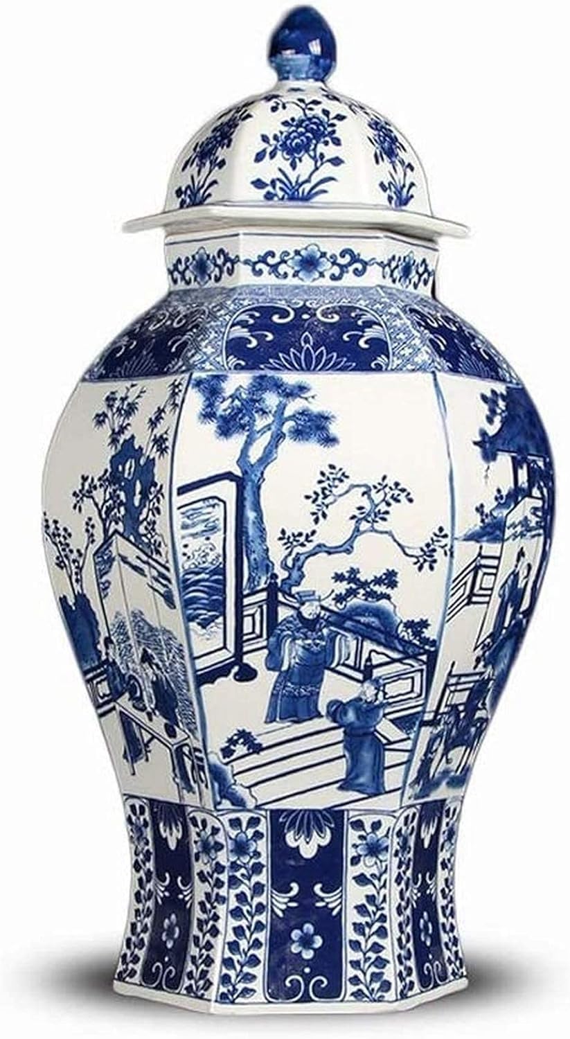 Vase Desktop Ceramic Porcelain Antique Chinese Vase,classic Floral Temple Ginger Jar Made of Jingdezhen,china Ming Style,height