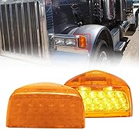 Vista 9 de Señal de giro para Peterbilt, 31 luces LED triangulares ámbar con 3 cables de repuesto para Peterbilt 379 359 357 365 378 ámbar Led/lente