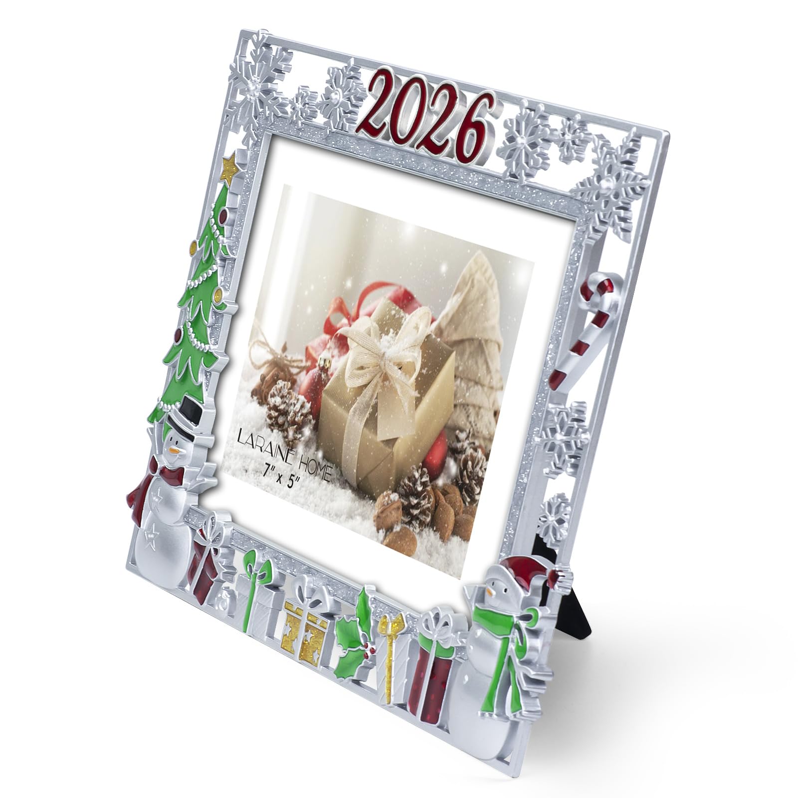 Silver Christmas Photo Frame - 5x7 Metal -2 Silver Christmas Photo Frame - 5x7 Metal -2