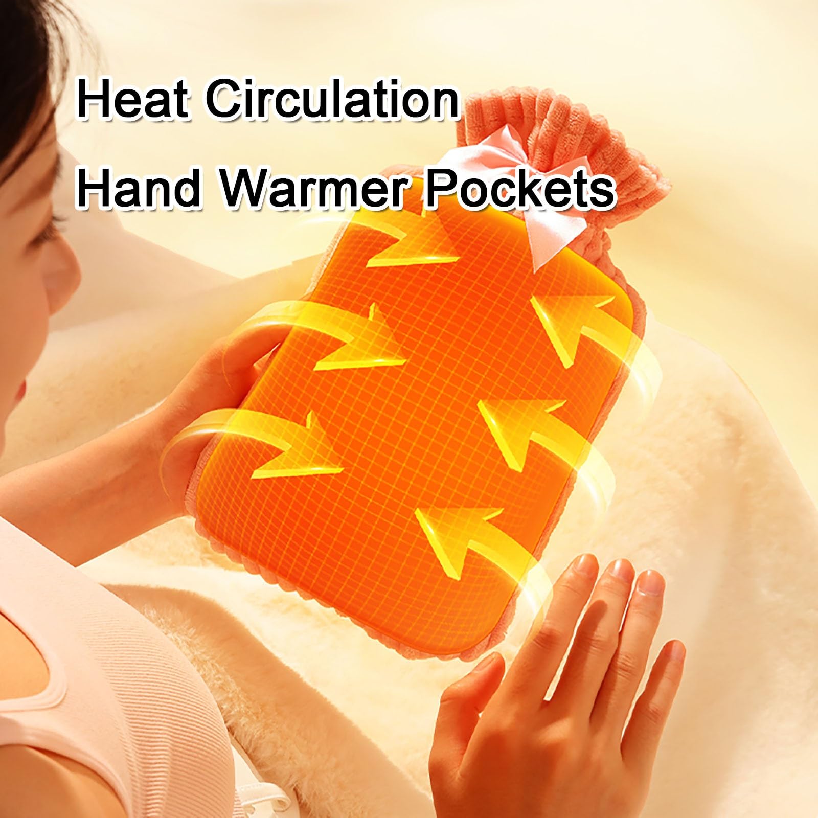 Bouillotte chaude pour les mains et les jambes, avec housse en fourrure, portable, pour le cou et les épaules, le dos, les jambes, la taille (rose)