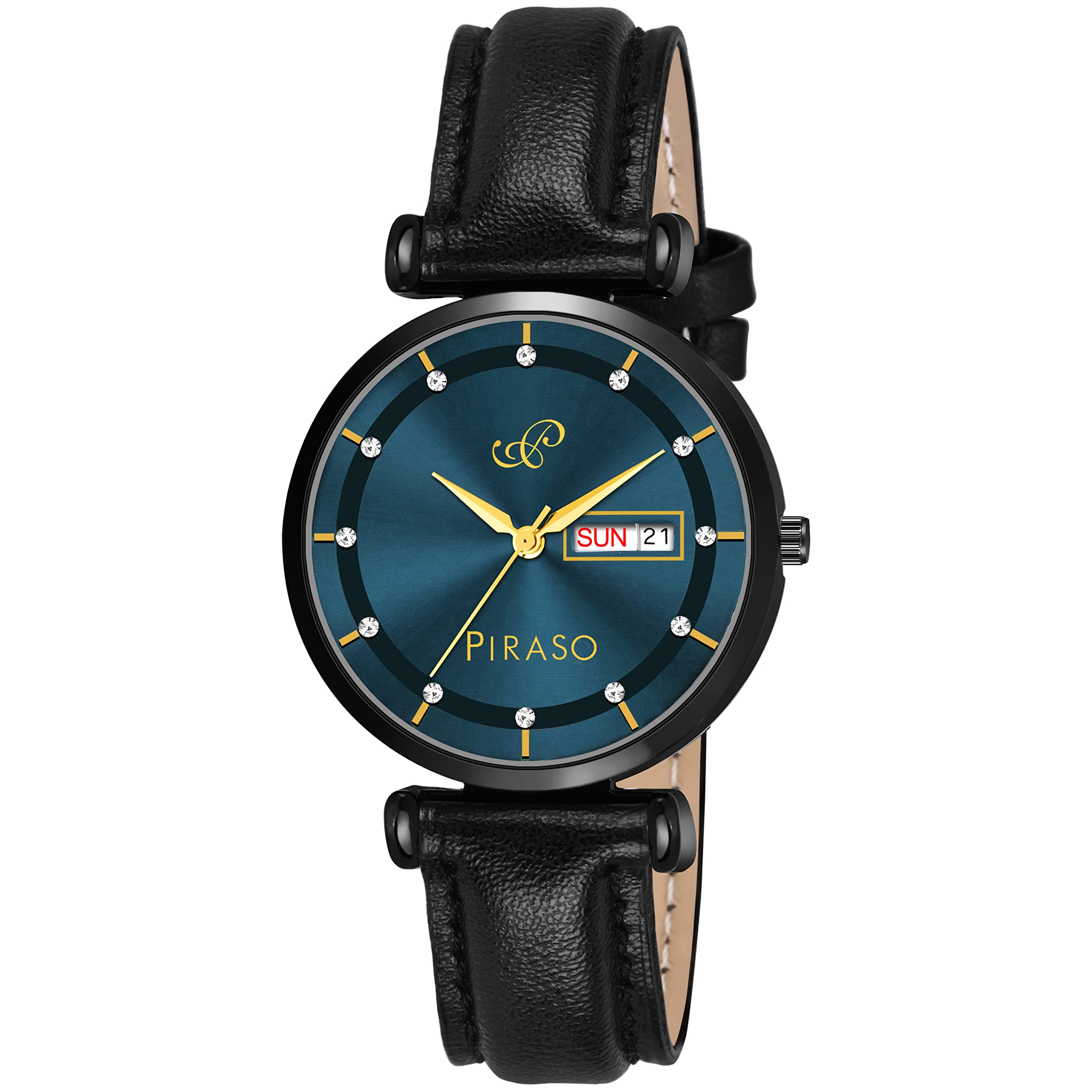 PIRASO Blue Dial & Black Strap with Day&Date Display Working Watch for Women&Girl Analog Watch - for Women (B0BJVH1DB7) Amazon Price History, Amazon Price Tracker