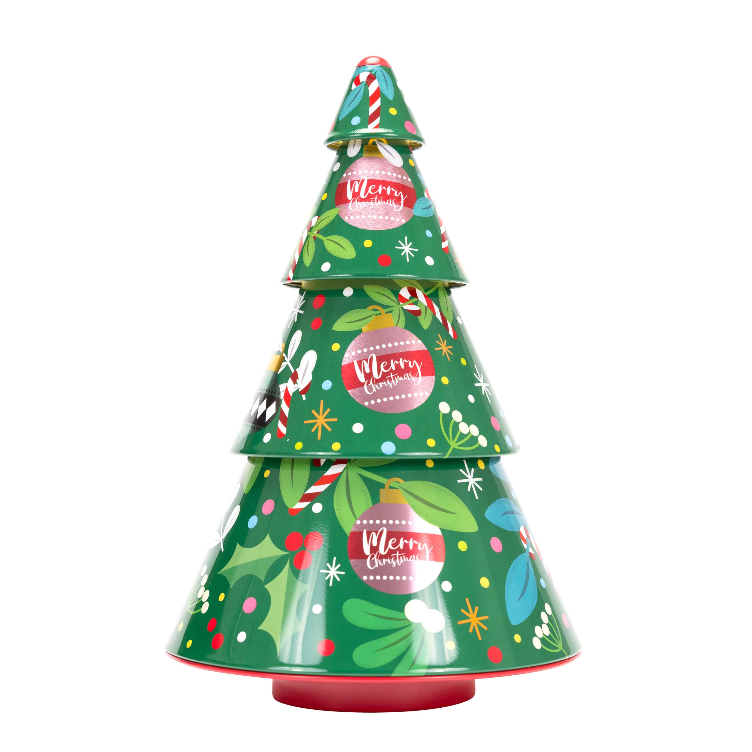 evelay Christmas Tree Biscuit Tin | Festive Tree-Shaped Cookie & Treat Storage Container | Santa & Holiday Motif Design | Durable Reusable Metal Tin | Gift or Kitchen Decoration