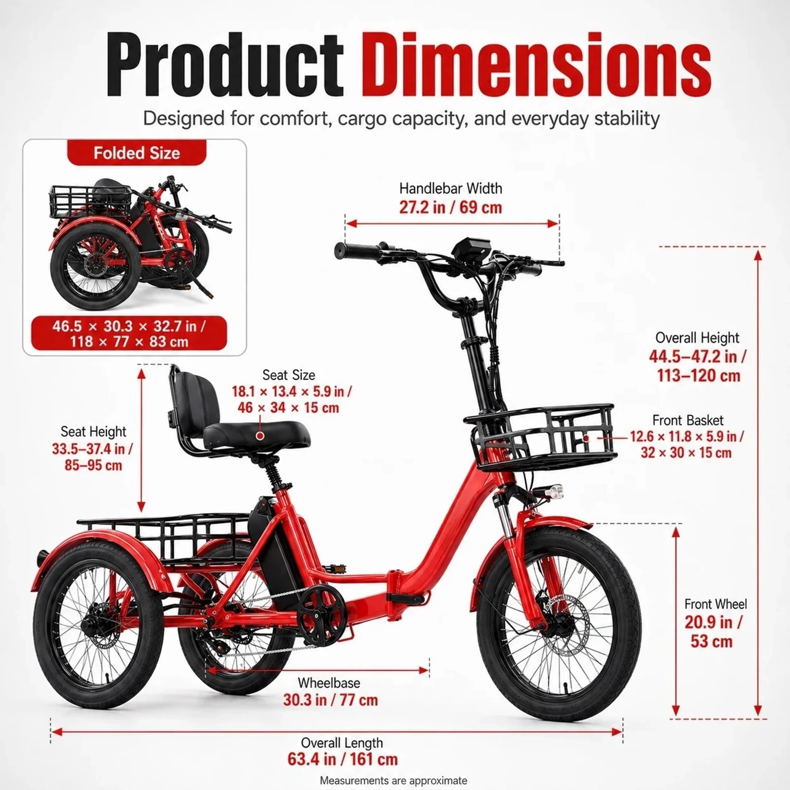 Vélo Électrique À 3 Roues Pour Adultes, Tricycle Électrique Pliable Avec Batterie 48V 13Ah, Pneu Large 20 Pouces, Paniers Avant Et Arrière, Tricycle Idéal Pour Les Déplacements Des Seniors(Blue)