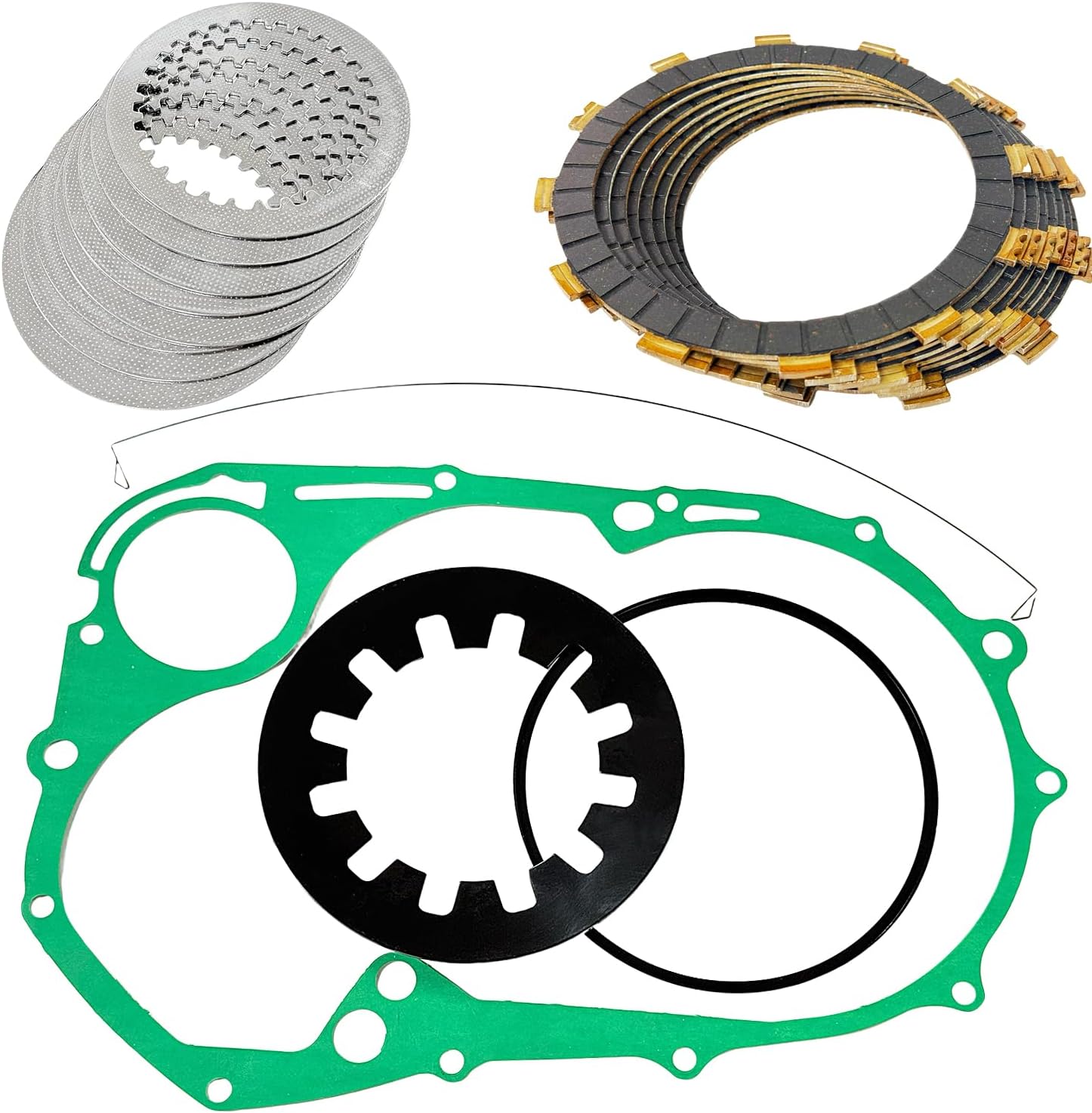 Clutch Friction & Steel Plates & Gasket Compatible with Yamaha XVS1100 V-Star 1100 Custom Classic Silverado 2002-2009, 5P9-W001G-00-00 Clutch Kit