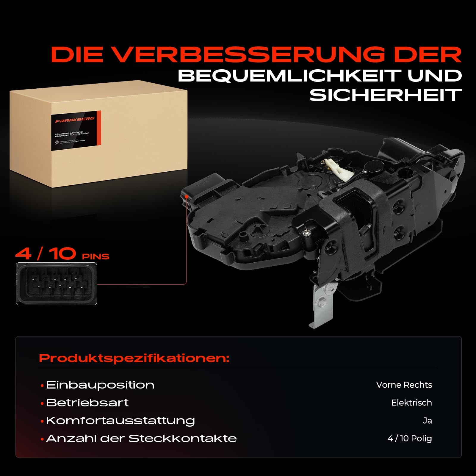 Frankberg Türschloss Zentralverriegelung 10-Polig Vorne Rechts 7S7AA21812FC