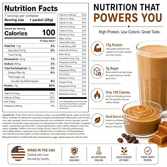 PROTIFIT - High Protein Pudding/Shake Mix, 15g Protein, Low Calorie, Low Fat, Low Carb, Aspartame Free, Idea Protein Compatible, Meal Replacement, 7 Servings Per Box (Caramel Caffe Latte)