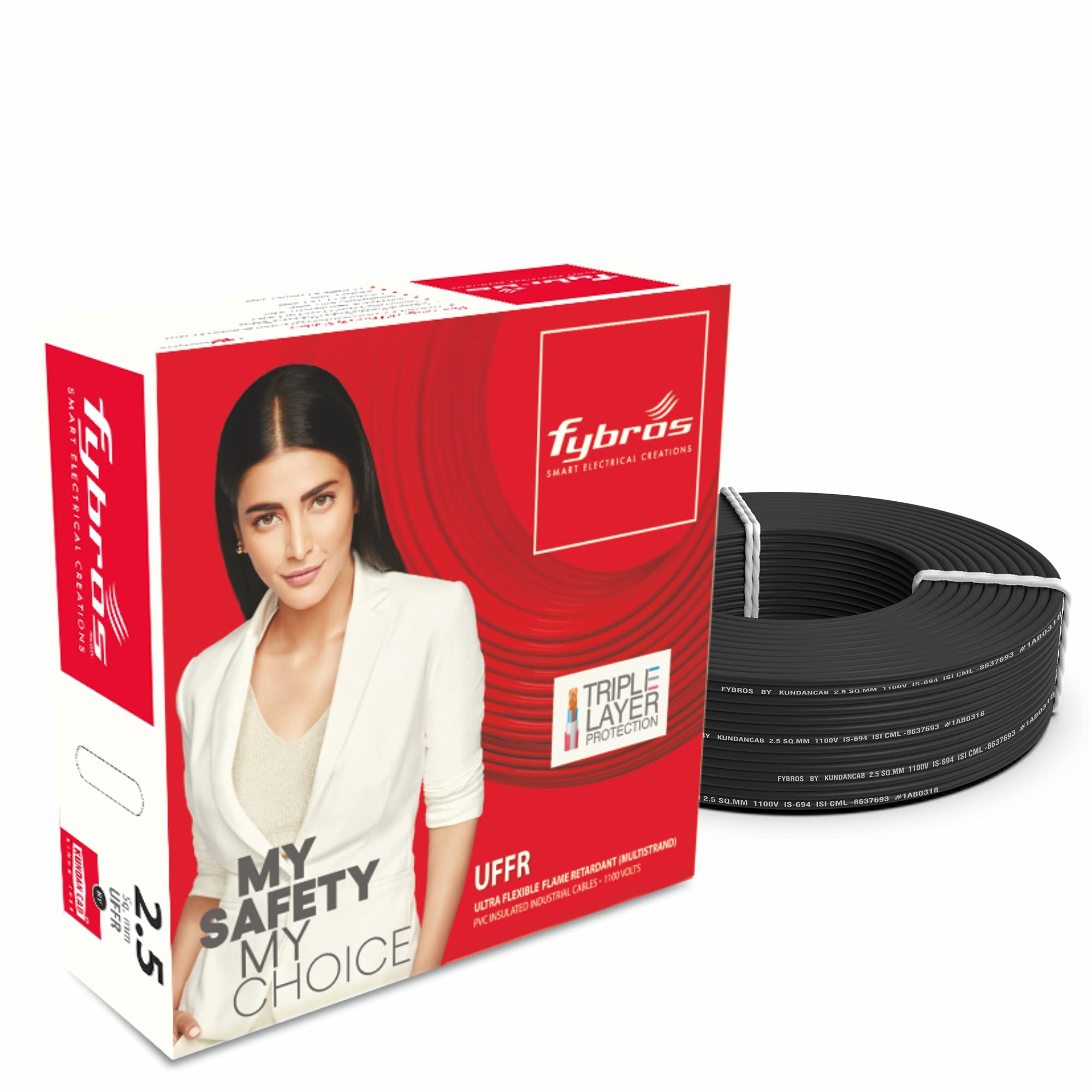 Fybros ULTRA FLEXIBLE FR PVC Insulated 2.5 Sq Mm Wire | UFFR Black Copper Wires & Cables| Cables For wiring | 2.5 Sq Mm Black wire 90 meter| Industrial Wire Cable| Electrical Wire (B09GS33RS3) Amazon Price History, Amazon Price Tracker