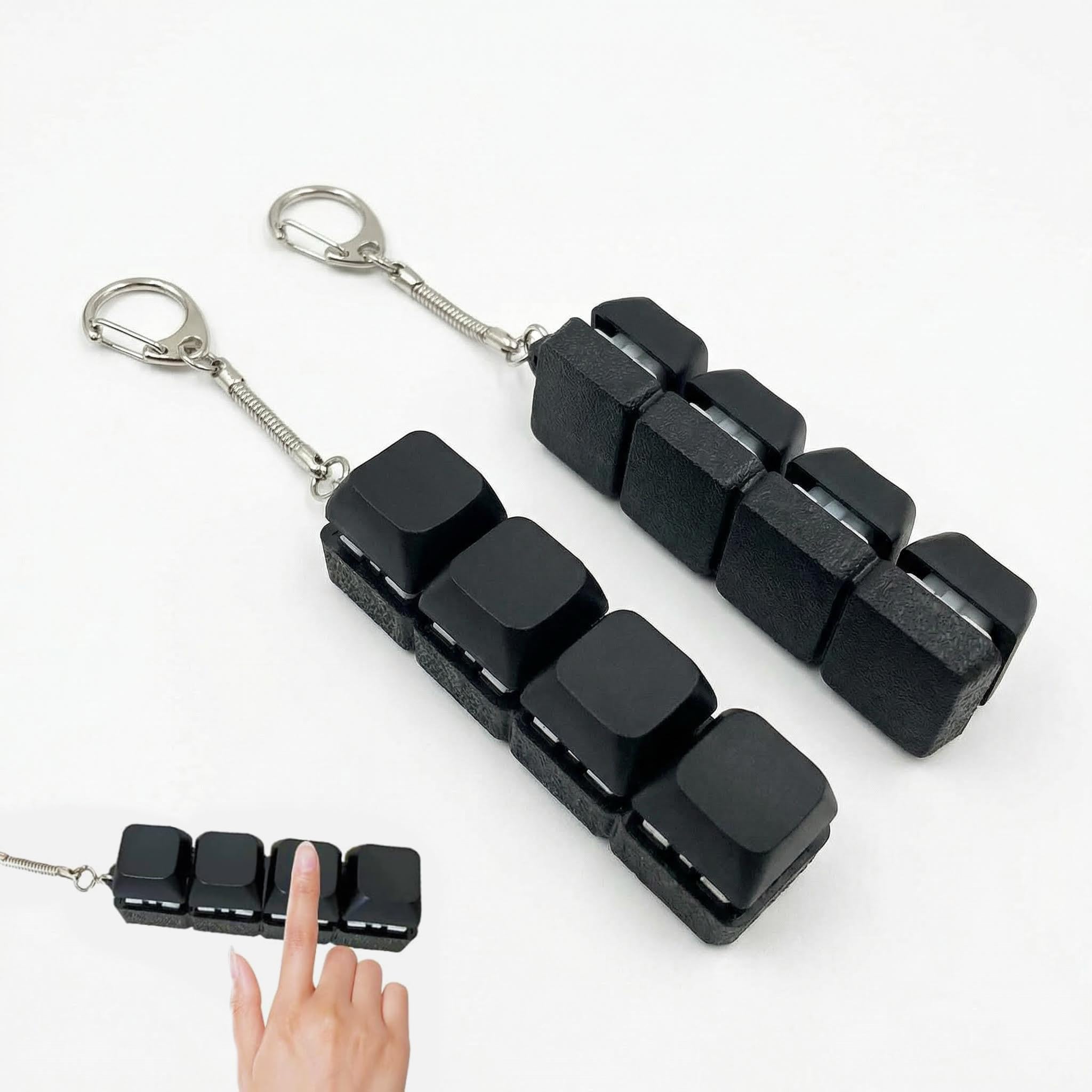 Clicky Keyboard Fidget Toy,QIANSSE 2Pcs with 4 Buttons Keychain
