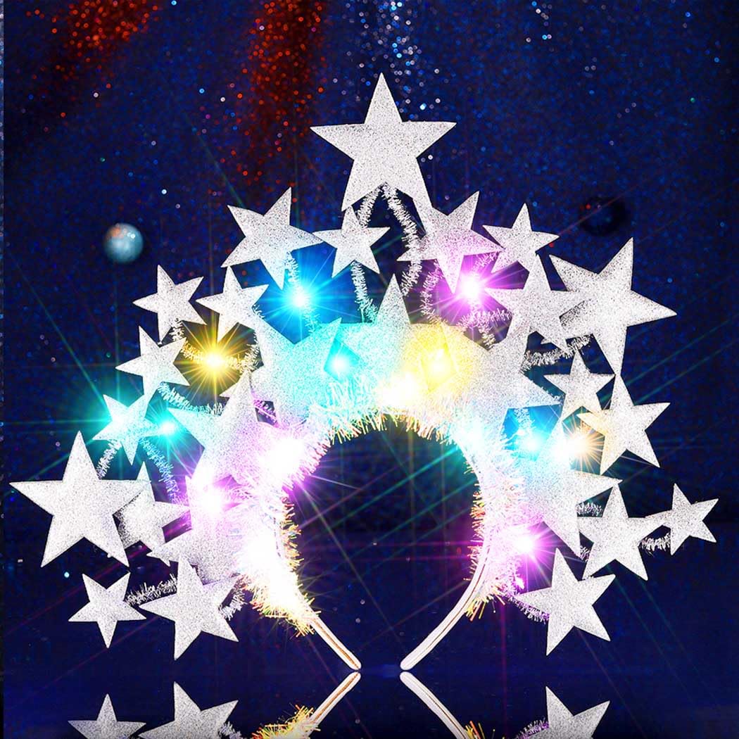Cerchietto Con Stelle E Luci LED Zoestar – Scintillante, 3 Modalità Luminose, Accessorio Per Feste, Matrimoni, Halloween