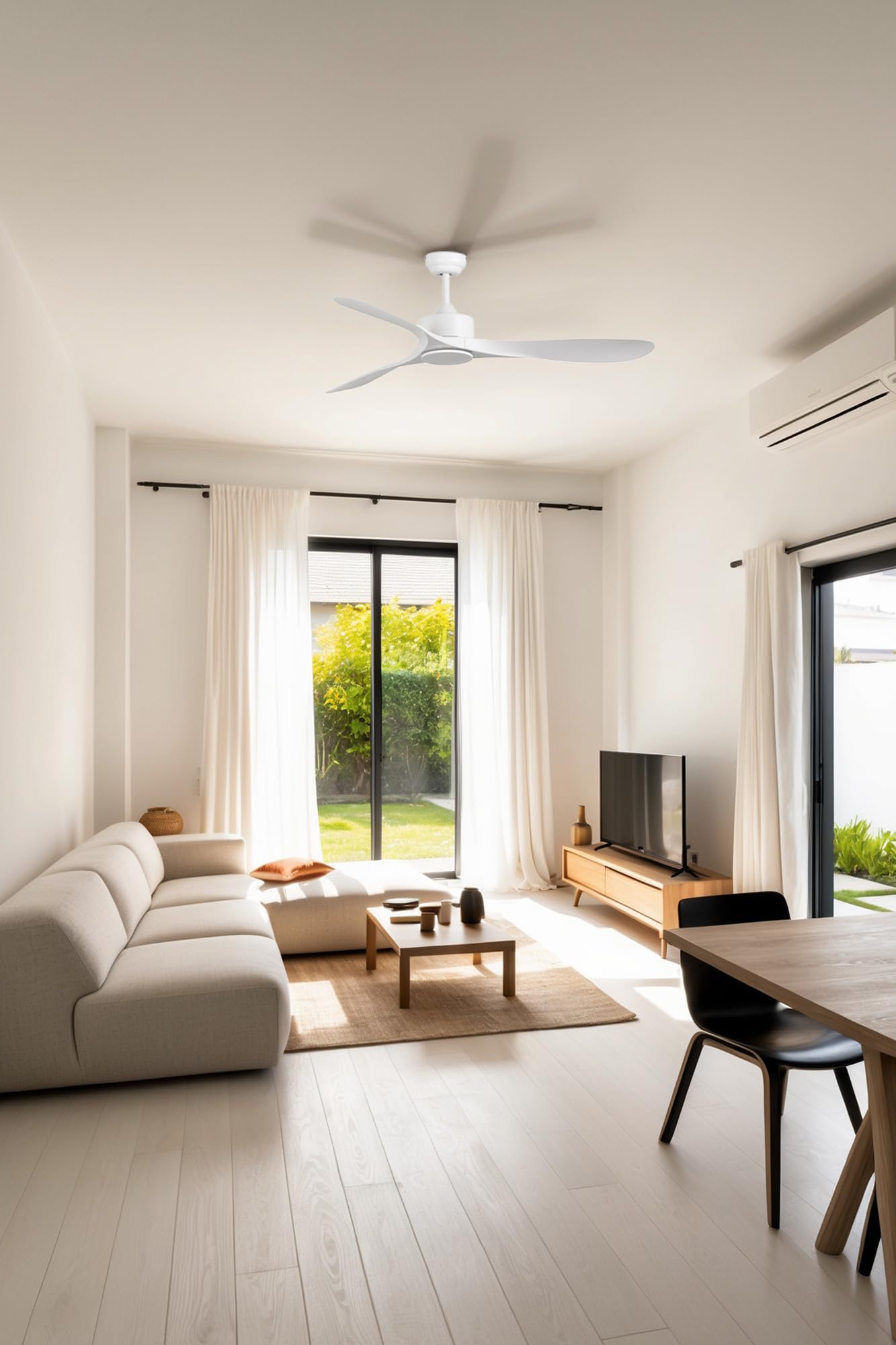 FARO BARCELONA Ventilatore da soffitto LUZON L acciaio, ABS bianco opaco H: 28,5 cm Ø132 cm