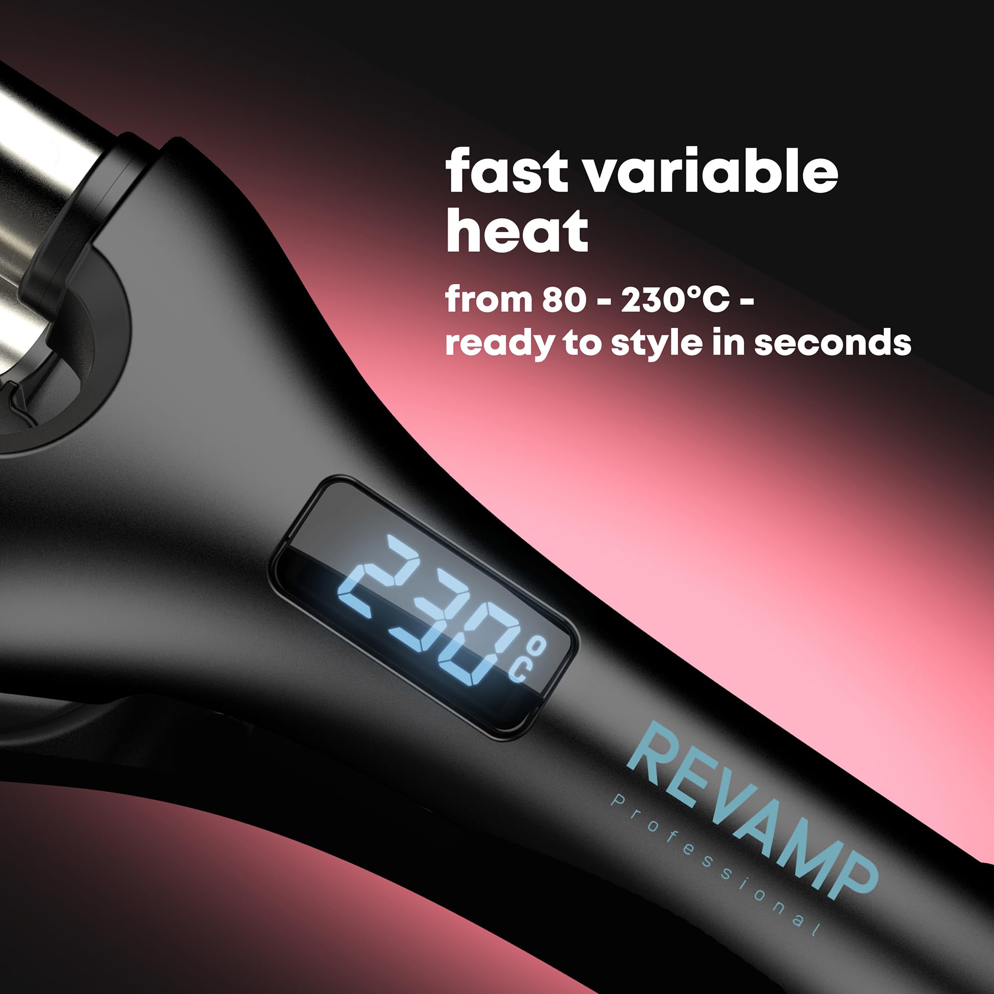 Revamp Progloss Wave Define Styler Professional, Ionen-Technologie, Zylinder angereichert mit Progloss Super Smooth Keratin, Argan- und Kokosöl, kräuselfreies Design für geschmeidige S-Wellen