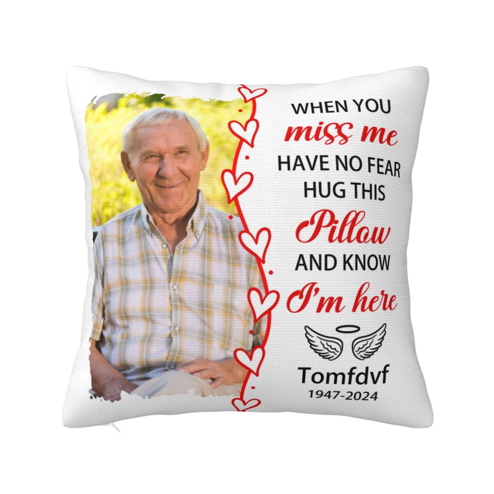 Ozinna Style 2 Custom When You Miss Me Memory Pillow Cushion Cover,Personalized Photo Memory Pillow Cushion Cover Pillowcase,Sympathy Gifts For Loss Of Loved One Bereavement Remembrance Gifts