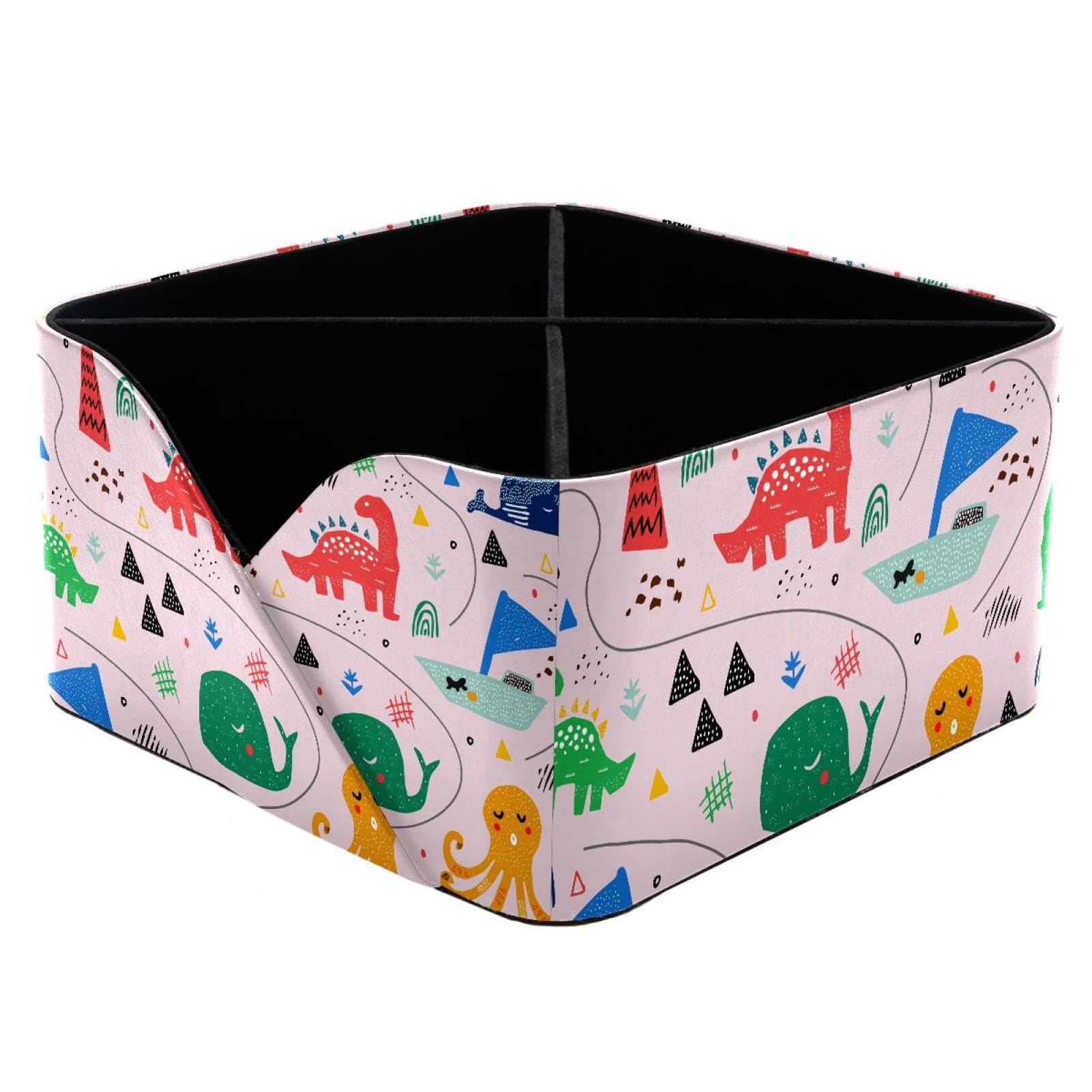 KengjuTesu Scandinavian Style Dinosaur and Whale Octopus Fish Desktop Organizer Pen Holder, Rectangular Pencil Cup for Office, Study and Makeup Stations